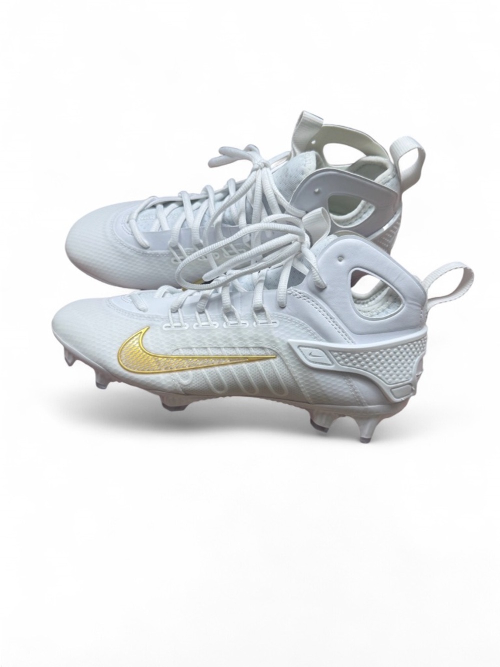 Nike Huarache 9 Elite Men’s Lacrosse Cleats White Metallic Vivid Gold Size 7.5 - Picture 2 of 7